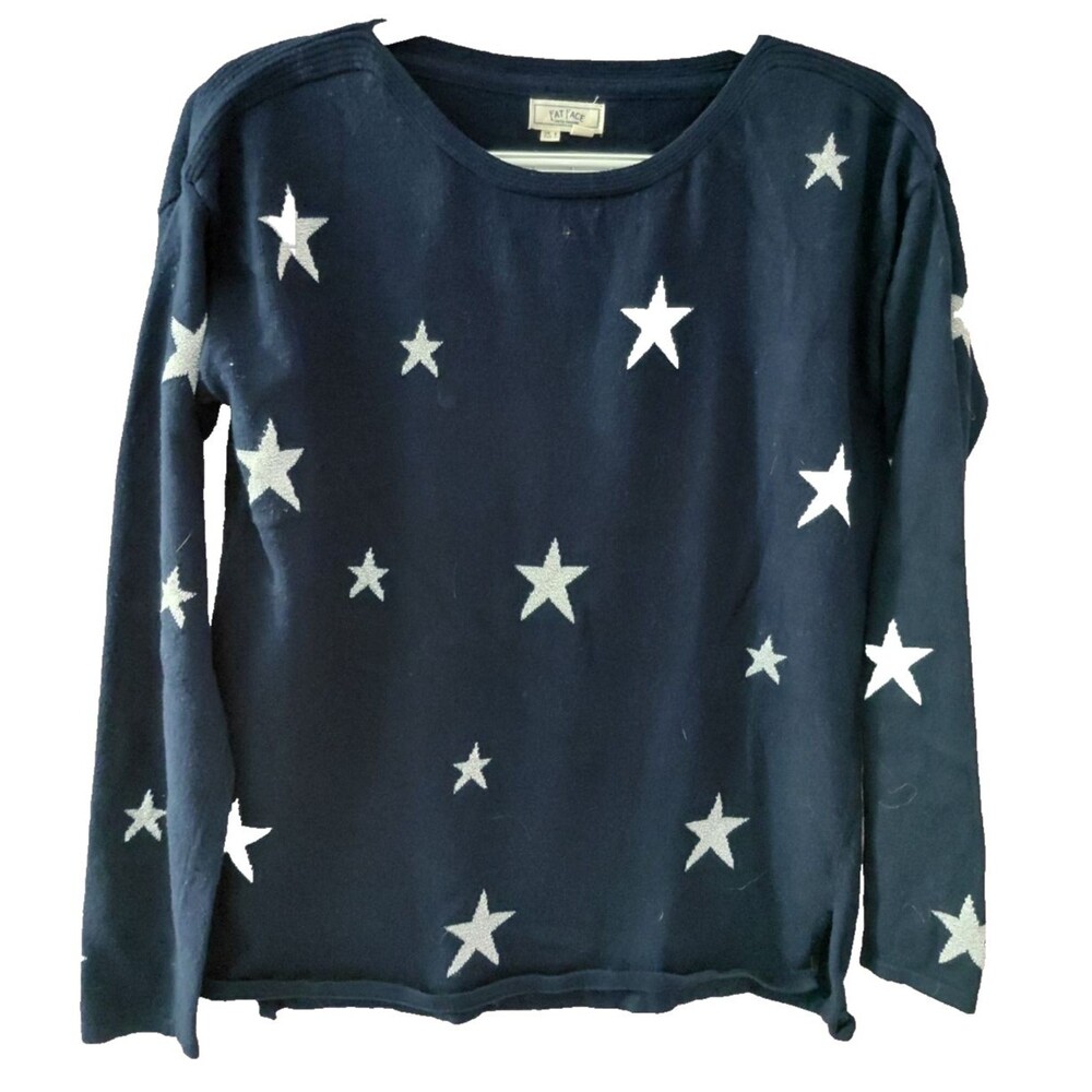 FatFace Jumper Womens UK 8 US 4 Blue Star Crew Neck Pullover Sweater